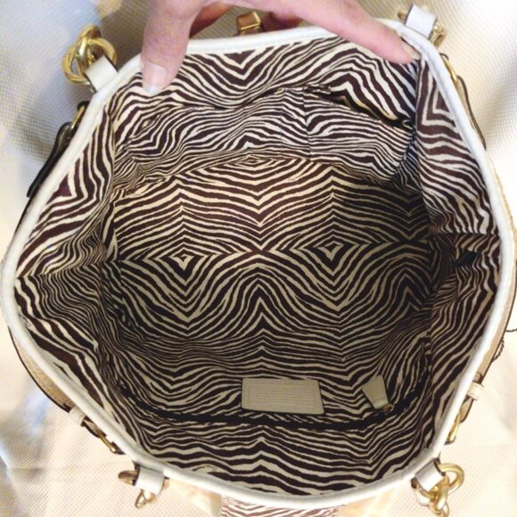 Coach Hamptons Large Natalie Raffia Straw & Leather Tea Roses Tote Bag GUC - Picture 2 of 16